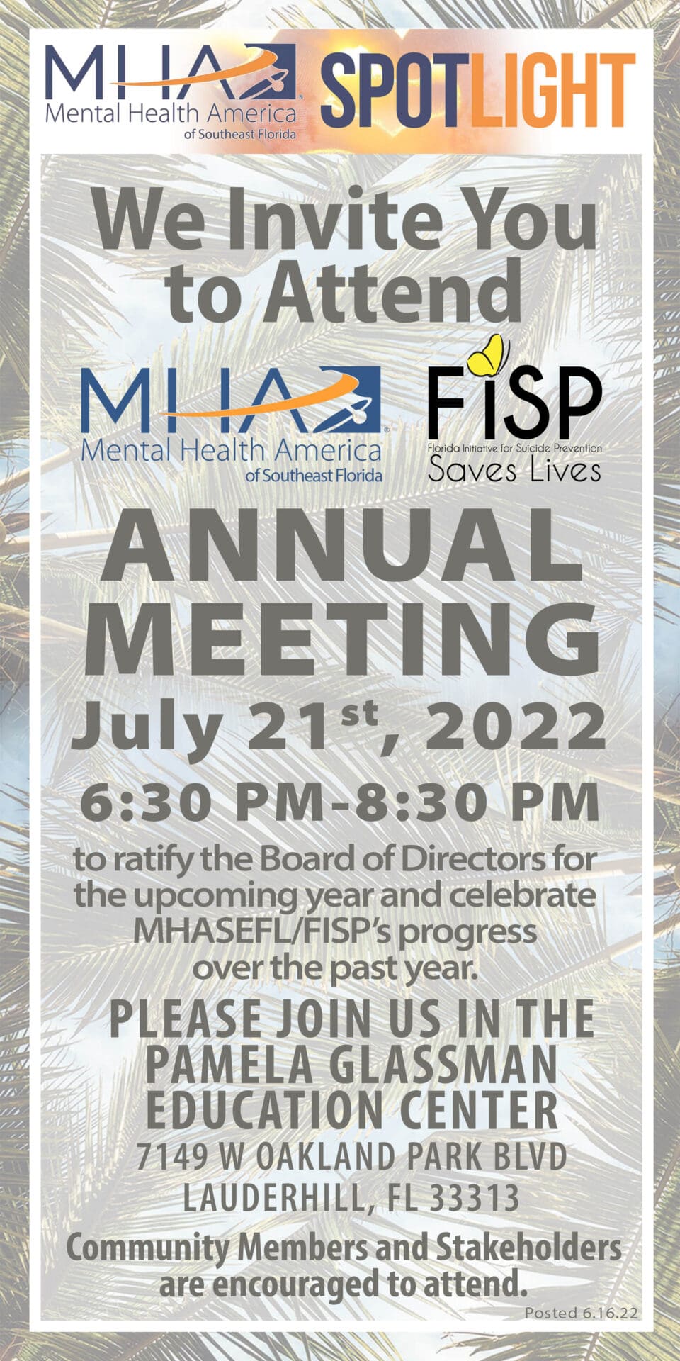 A poster for the annual meeting of mihaz and fisp.