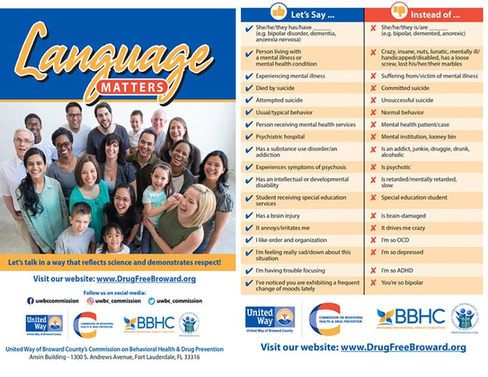 A brochure with a picture of people and the words " language matters ".