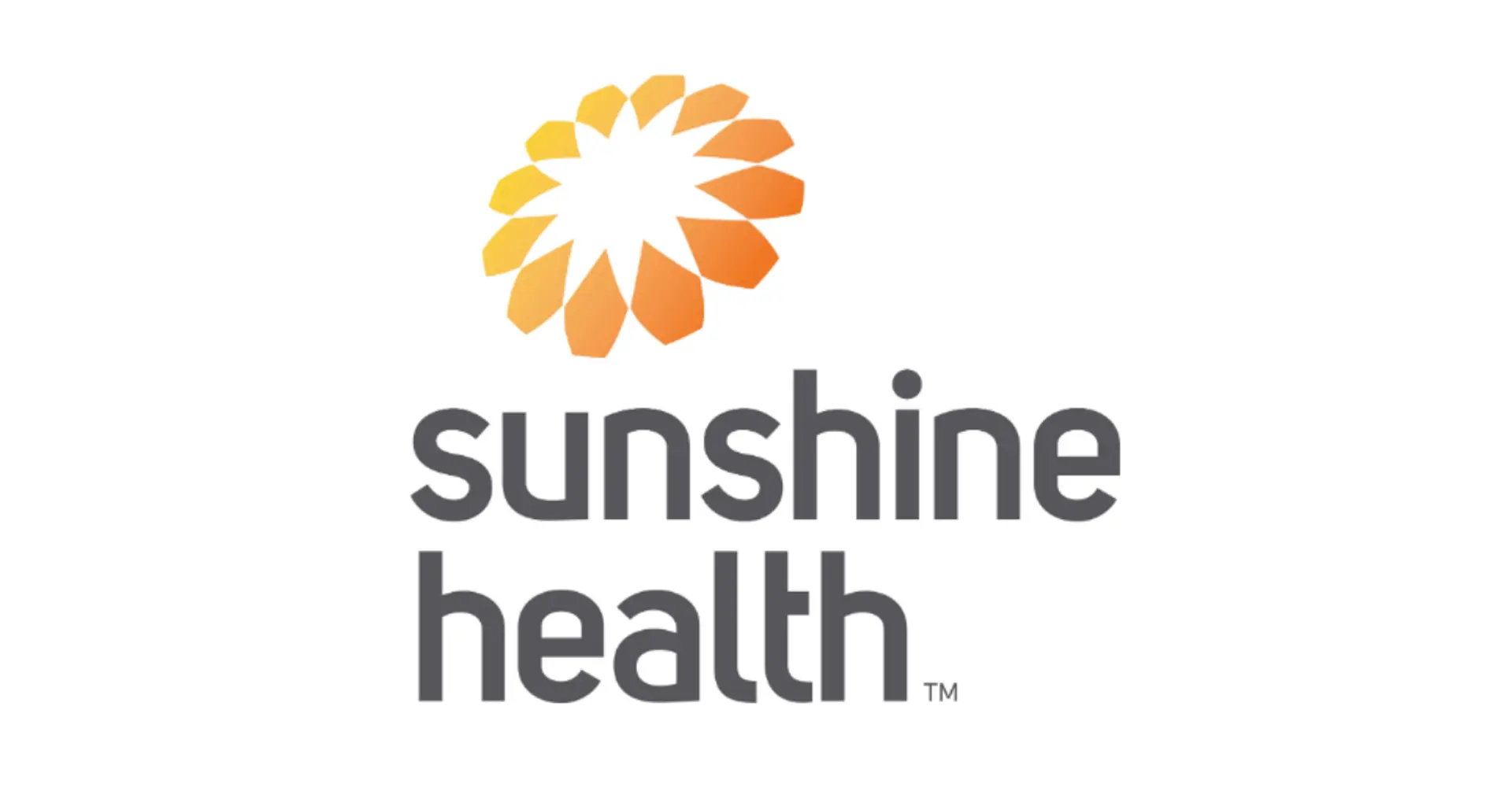 Sunshine Health logo with sun design.
